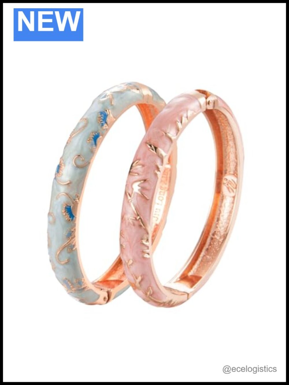 Cloisonne Enamel Bangle Bracelet Set Plated Cuff Gift Boxed
